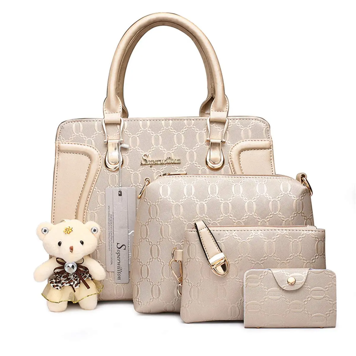 Soperwillton Women's Satchel Handbag Purse Set PU Leather with Wallet 4pcs | Large Capacity, Stylish & Durable - main product image