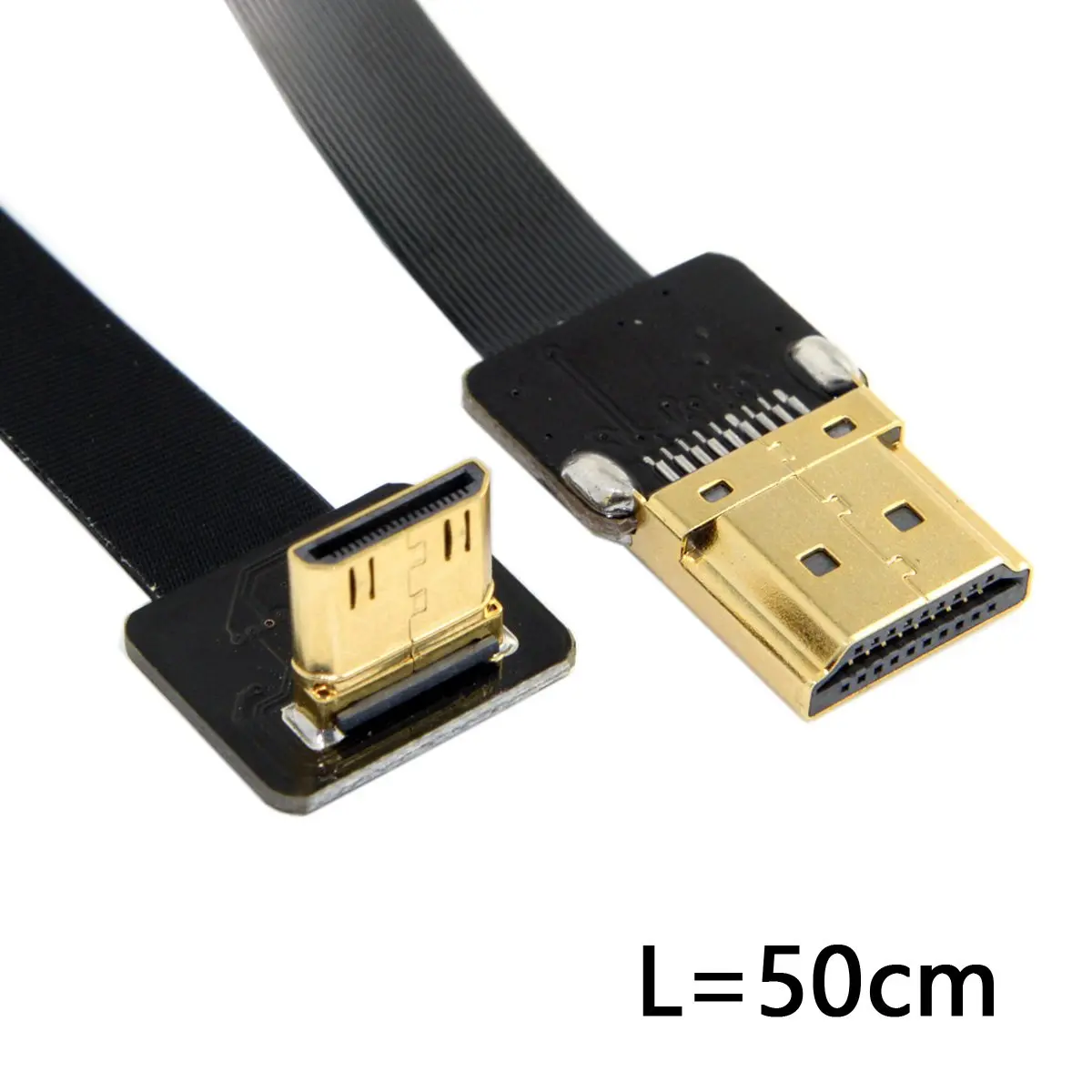 cablecc 90 Degree Up Angled FPV Mini HDMI to HDMI Flat Cable 50cm (1.6ft) | Connects Mini HDMI Devices to Standard HDMI Displays - view 6