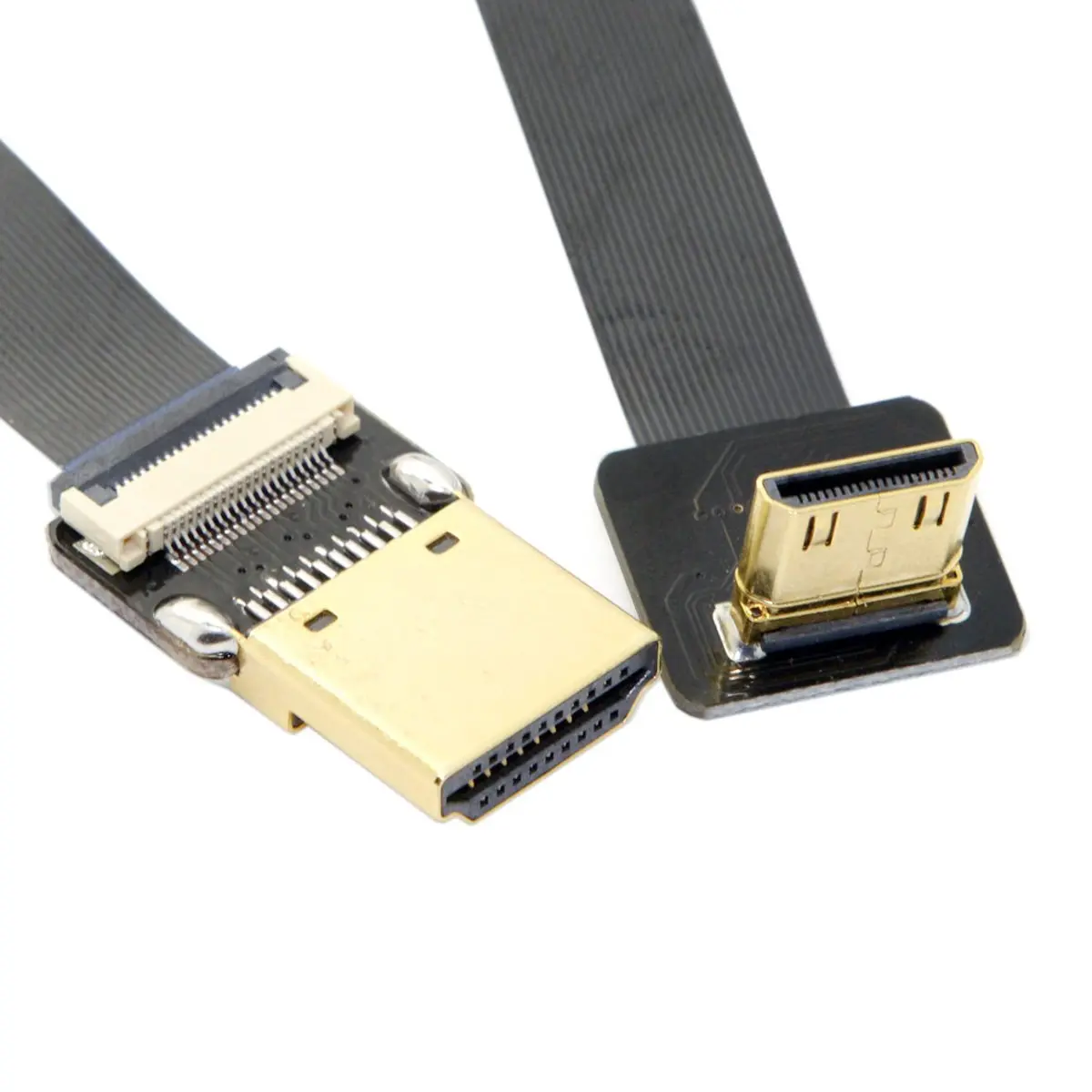 cablecc 90 Degree Up Angled FPV Mini HDMI to HDMI Flat Cable 50cm (1.6ft) | Connects Mini HDMI Devices to Standard HDMI Displays - view 2