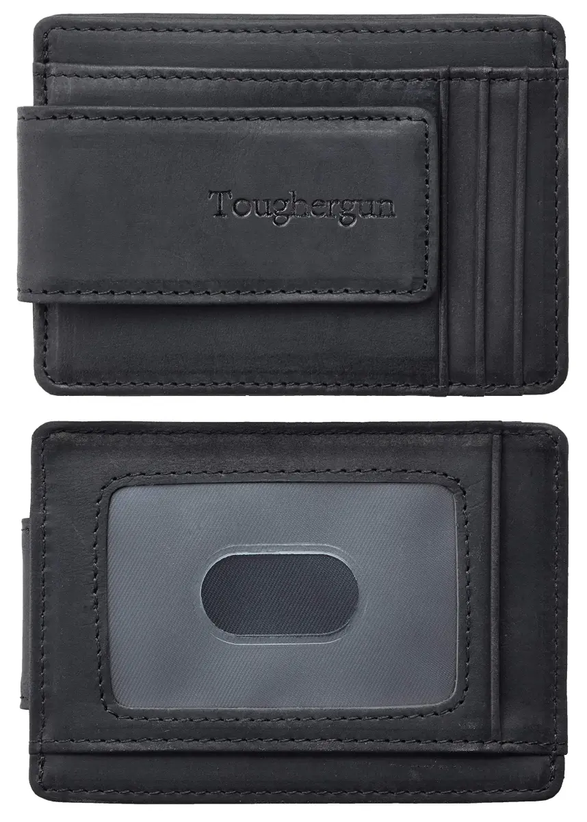 Toughergun Slim RFID Blocking Money Clip Wallet for Men - Minimalist Black Front Pocket Credit Card Holder - main product image