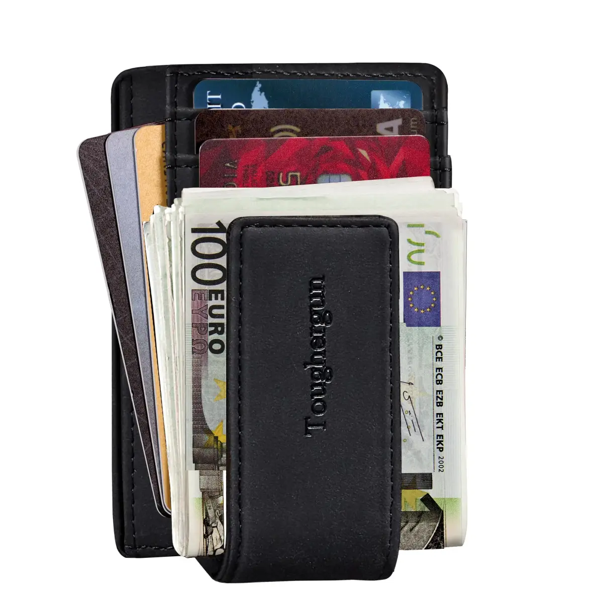 Toughergun Slim RFID Blocking Money Clip Wallet for Men - Minimalist Black Front Pocket Credit Card Holder - view 3