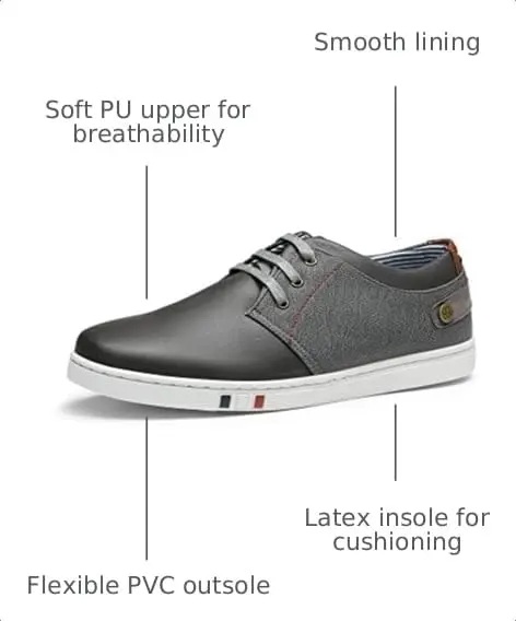 Bruno Marc Men's Fashion Sneakers Grey 25cm (9.7in) | Classic Style & Comfort - view 4