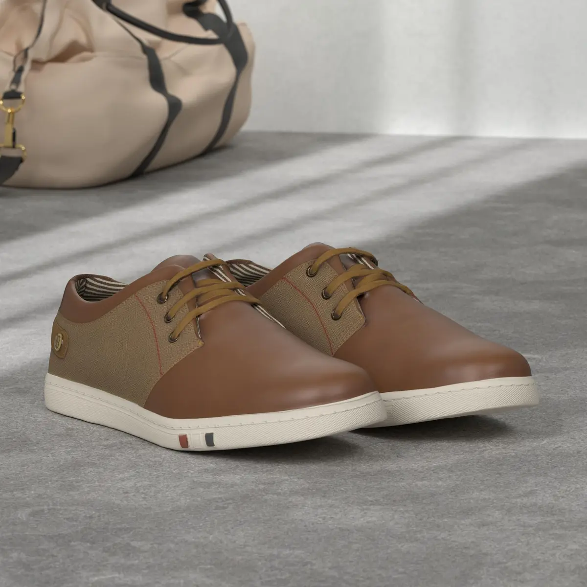 Bruno Marc Men's Fashion Sneakers Tan US 8 (26.0 cm) | Classic Oxford Style Lace-Up Comfort - view 2