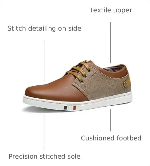 Bruno Marc Men's Fashion Sneakers Tan US 8 (26.0 cm) | Classic Oxford Style Lace-Up Comfort - view 3