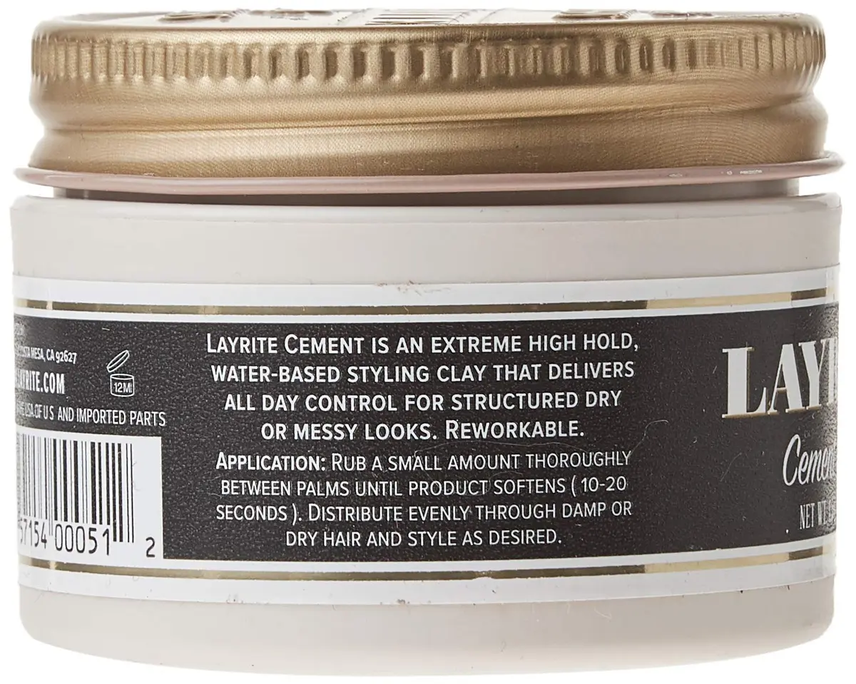Layrite Deluxe Cement Hair Clay 42ml (1.5 oz) | Extreme Hold Matte Finish - view 3