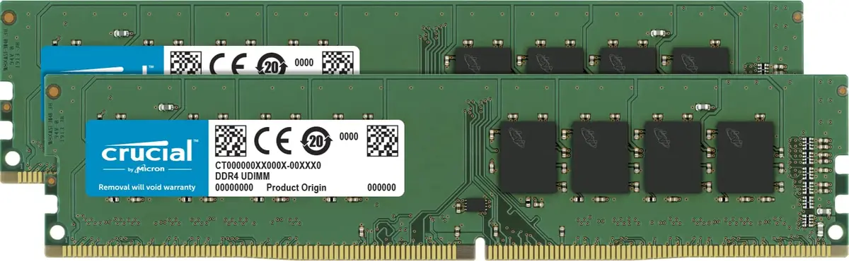 Crucial 32GB Kit (16GBx2) DDR4 DIMM 2666 MT/s | 288-pin Unbuffered Memory for Desktop - main product image
