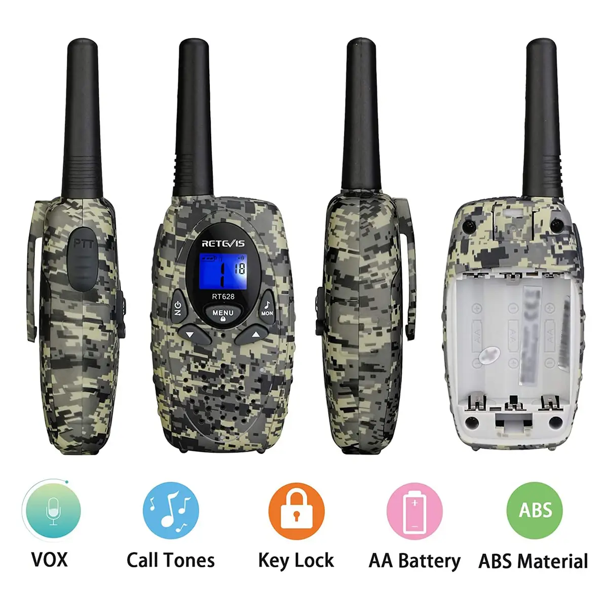 Retevis RT628 Kids Walkie Talkies | Camouflage Two-Way Radios for 4-12 Year Old Boys Girls - view 2