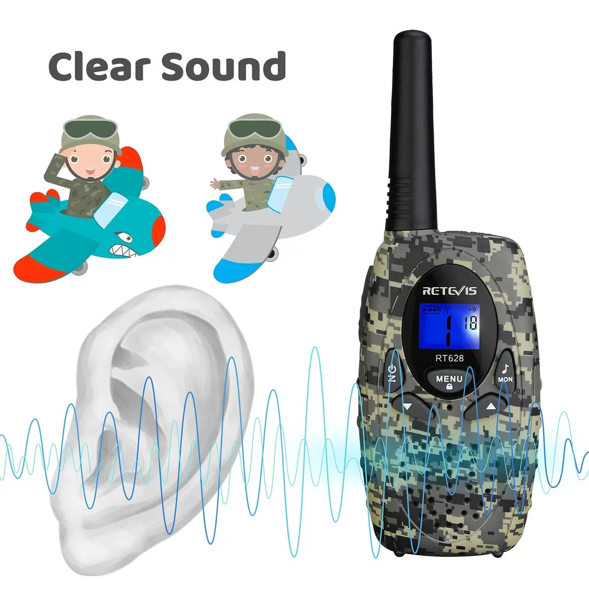 Retevis RT628 Kids Walkie Talkies | Camouflage Two-Way Radios for 4-12 Year Old Boys Girls - view 3