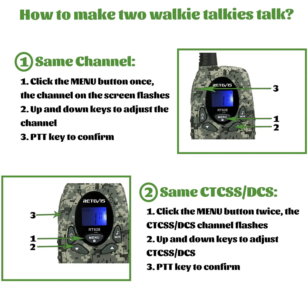 Retevis RT628 Kids Walkie Talkies | Camouflage Two-Way Radios for 4-12 Year Old Boys Girls - view 4