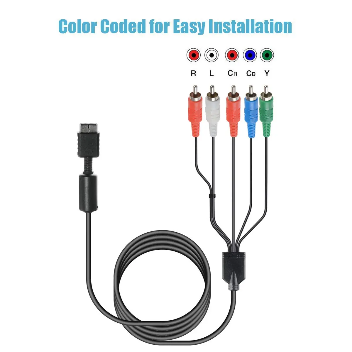 TENINYU Compatible with PS2/PS3/PS3 Slim HDTV-Ready TV HD Component AV Cable 6FT Black | Sharp Video & Sound - view 6