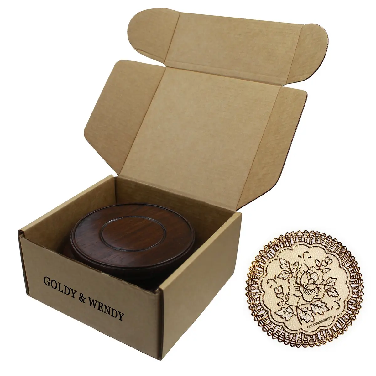 GOLDY&WENDY Rosewood Flat Circular Display Stand 2.6" | Stylish, Precise Fit for Decor (70-120 chars) - view 7