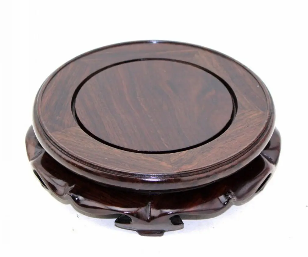 GOLDY&WENDY Rosewood Circular Pedestal Display Stand 3.4" | Elegant Home Accent - main product image