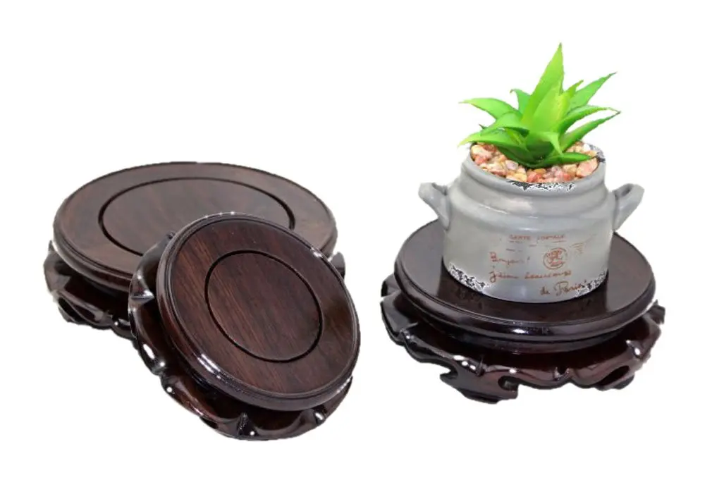 GOLDY&WENDY Rosewood Circular Pedestal Display Stand 3.4" | Elegant Home Accent - view 5