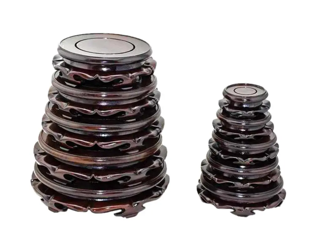 GOLDY&WENDY Rosewood Circular Pedestal Display Stand 3.4" | Elegant Home Accent - view 6