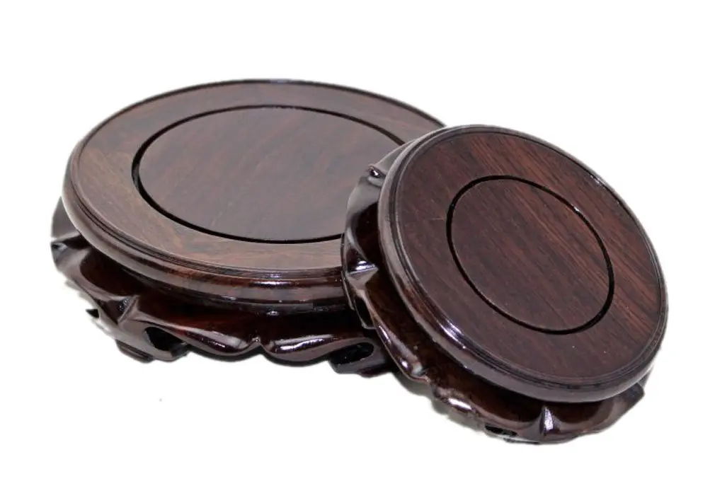GOLDY&WENDY Rosewood Circular Pedestal Display Stand 3.4" | Elegant Home Accent - view 4