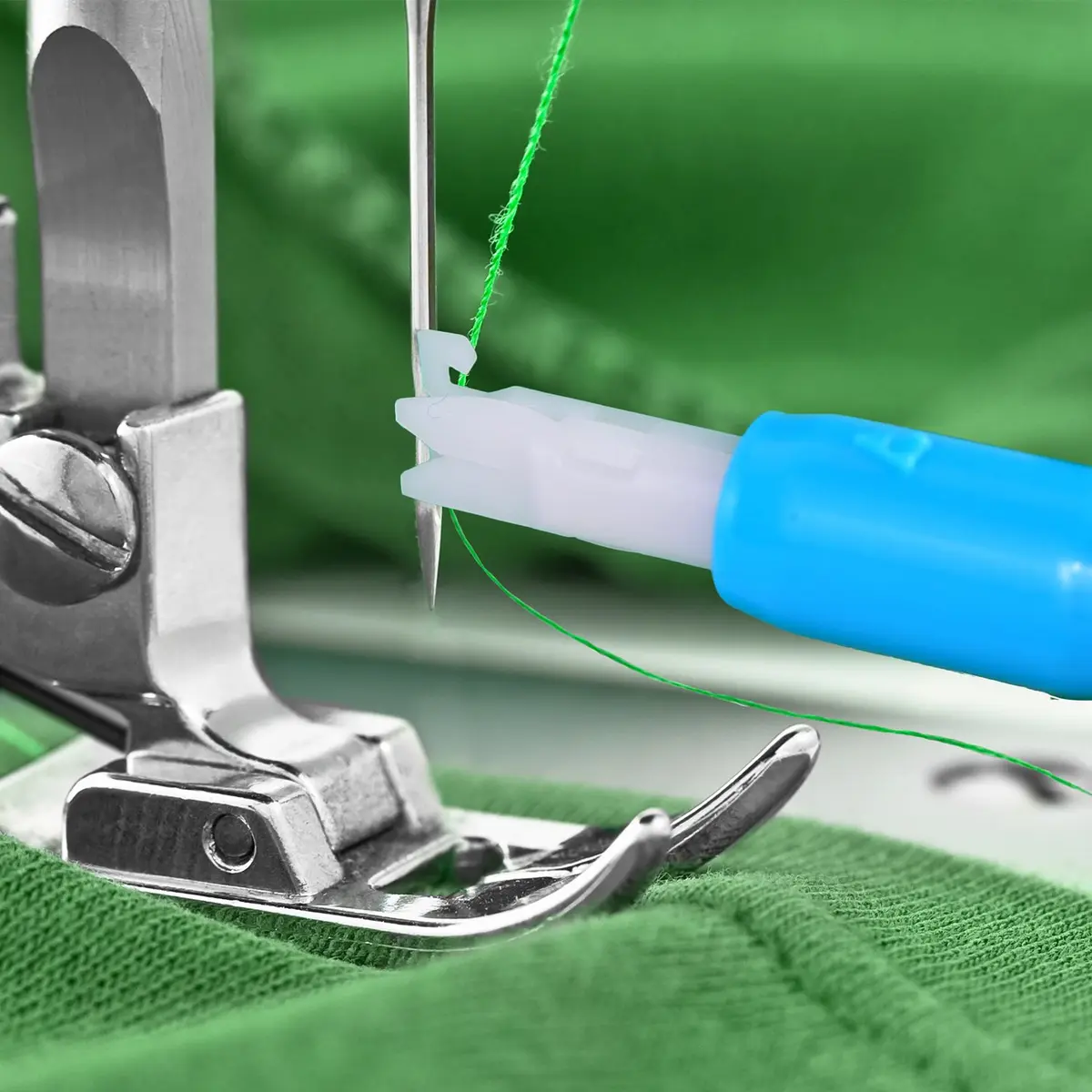 Hicarer Sewing Machine Needle Threader Set, 3 Pieces, Automatic Needle Inserter, for Household Sewing Machines, Blue & White | Easy Threading & Needle Holding - view 5