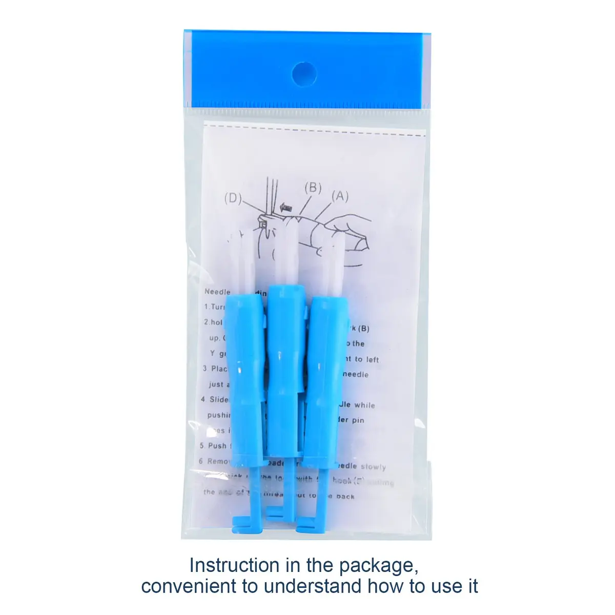 Hicarer Sewing Machine Needle Threader Set, 3 Pieces, Automatic Needle Inserter, for Household Sewing Machines, Blue & White | Easy Threading & Needle Holding - view 7