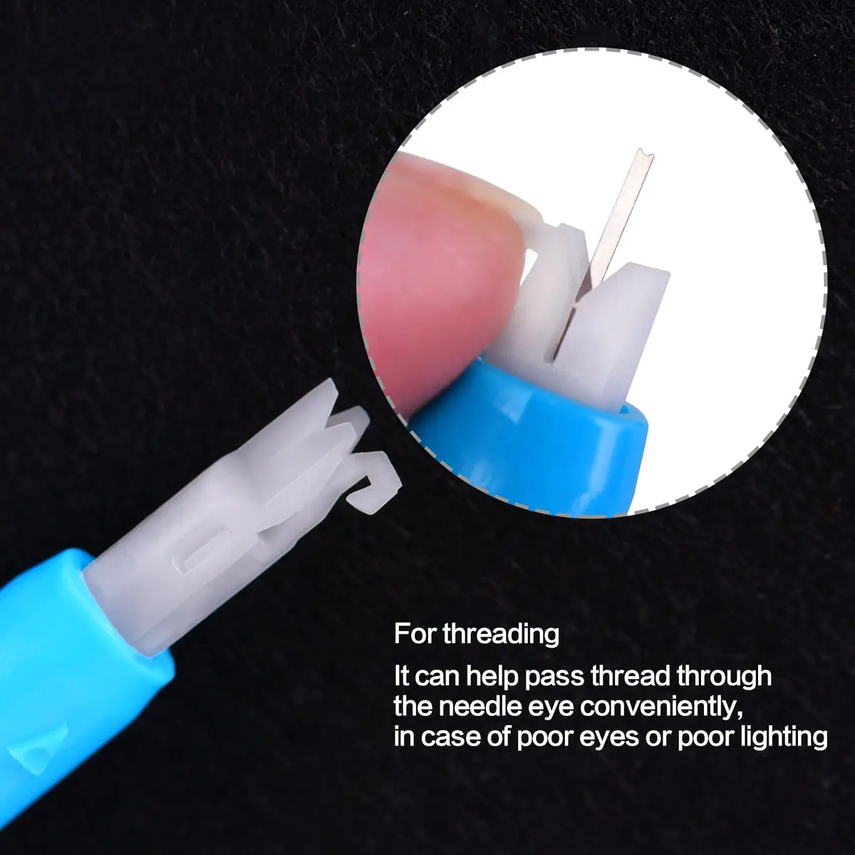 Hicarer Sewing Machine Needle Threader Set, 3 Pieces, Automatic Needle Inserter, for Household Sewing Machines, Blue & White | Easy Threading & Needle Holding - view 2