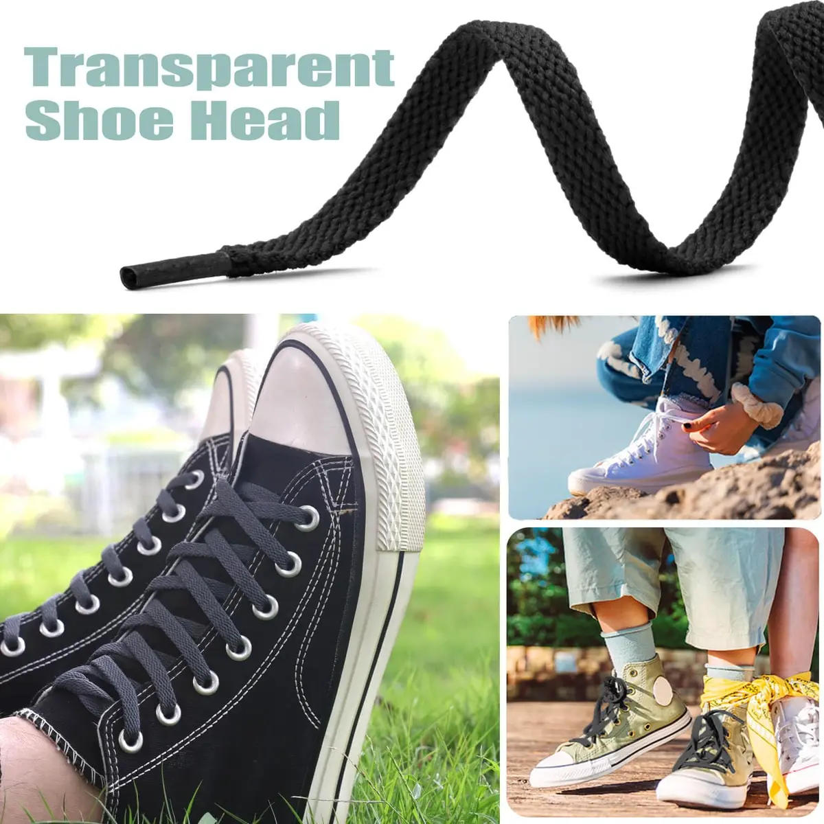 DELELE Flat Sneakers Shoe Laces 79 Inch Black | Durable Polyester for Sneakers & Casual Shoes - view 7