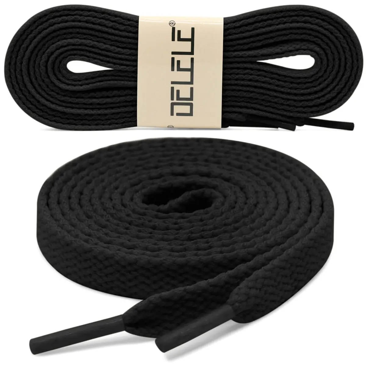 DELELE Flat Sneakers Shoe Laces 79 Inch Black | Durable Polyester for Sneakers & Casual Shoes - view 2