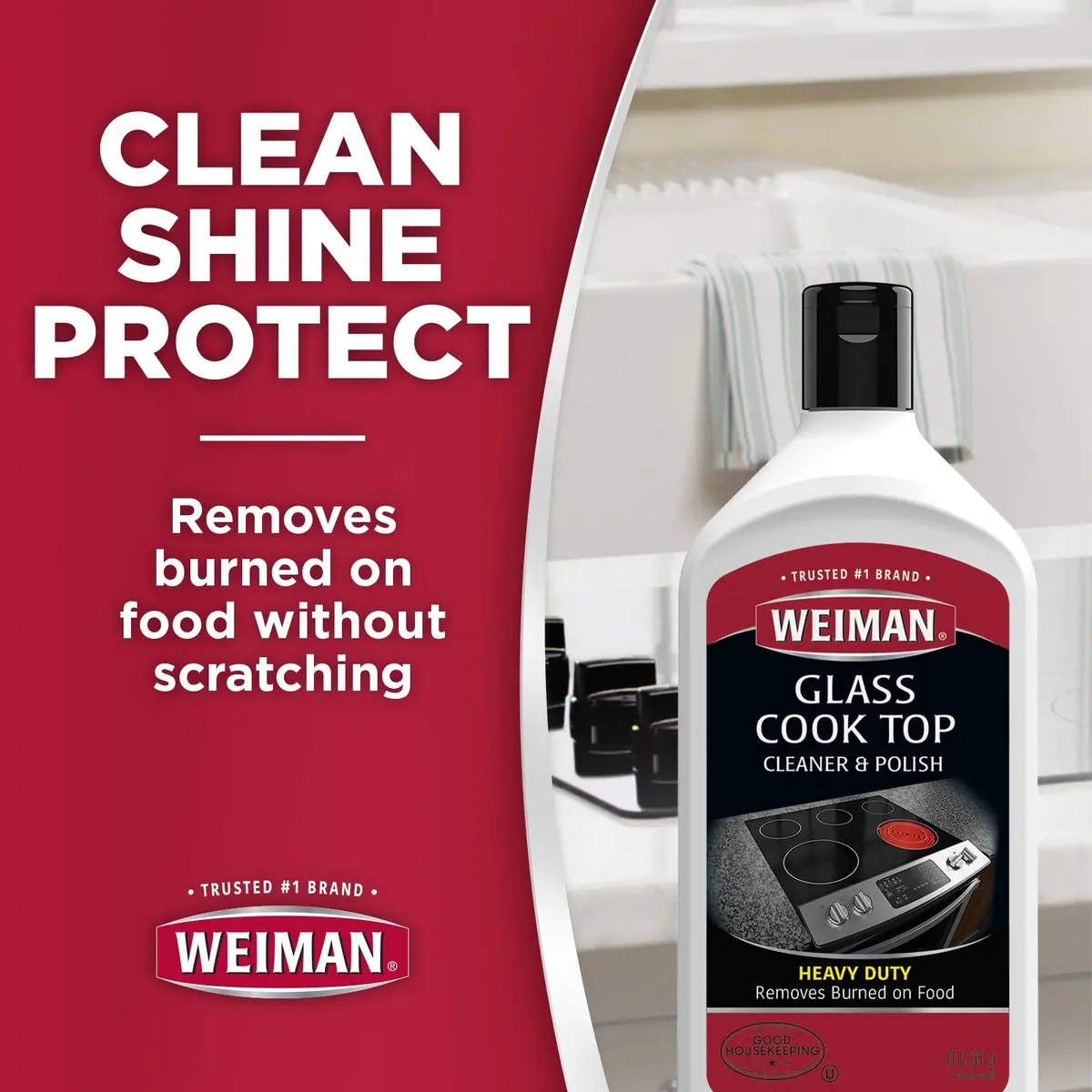 Weiman Ceramic and Glass Cooktop Cleaner and Polish 20 Ounce (591 ml) | Gentle Formula for Streak-Free Shine - view 3