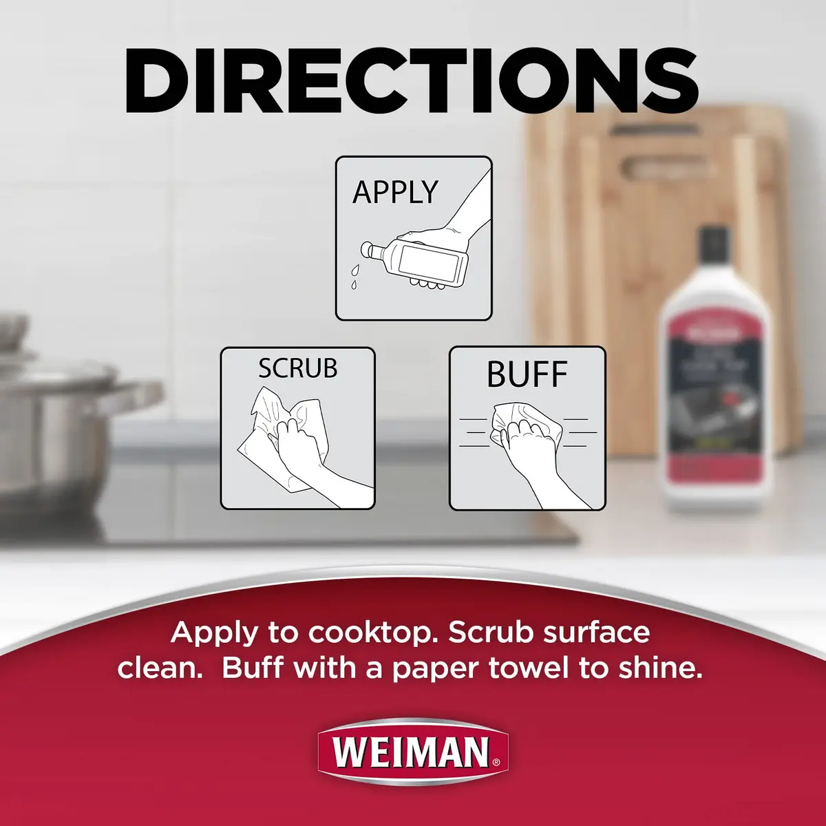 Weiman Ceramic and Glass Cooktop Cleaner and Polish 20 Ounce (591 ml) | Gentle Formula for Streak-Free Shine - view 4