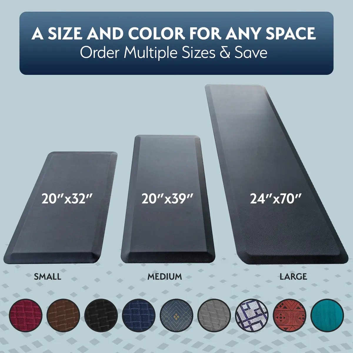 Sky Solutions Anti Fatigue Mat - 3/4" Cushioned Kitchen Rug & Standing Desk Mat, Waterproof, Non Slip (20" x 39", Grey) | Comfort & Durability - view 8