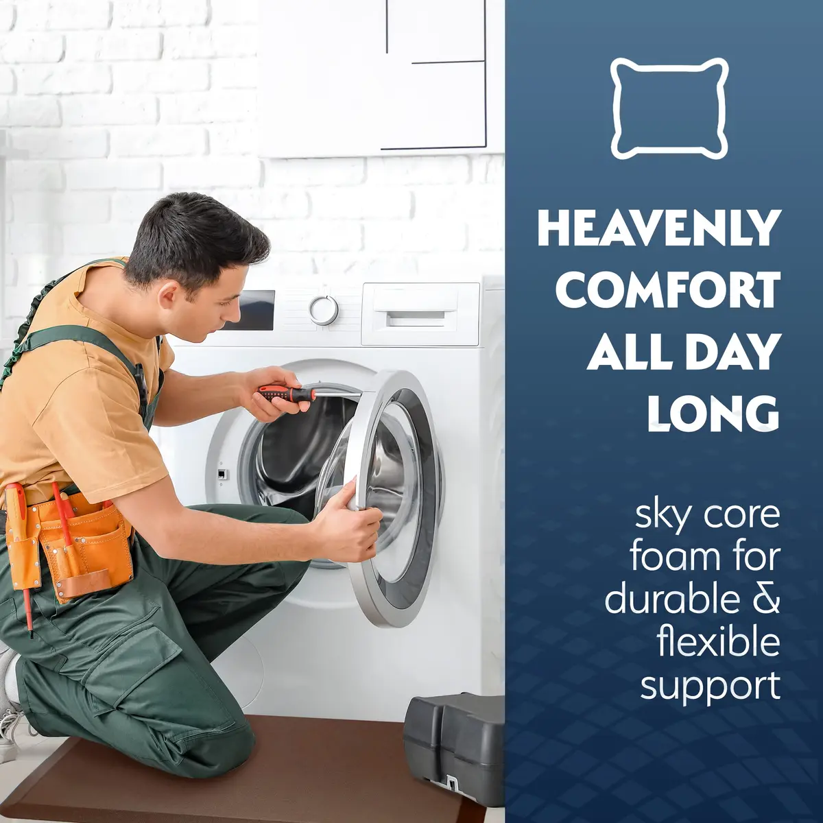 Sky Solutions Anti Fatigue Mat - 3/4" Cushioned Kitchen Rug & Standing Desk Mat, Waterproof, Non Slip (20" x 39", Grey) | Comfort & Durability - view 4