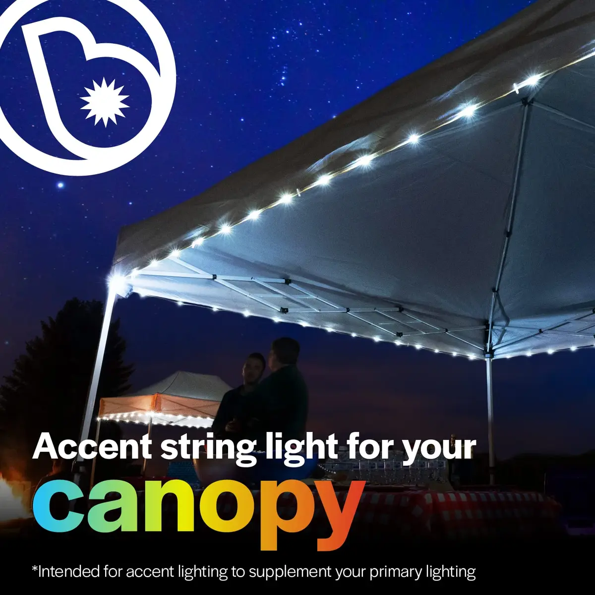 Brightz LED Canopy Lights, White 40ft String Light for 10x10 Tents | Weather-Resistant, Battery-Operated, Perfect for Outdoor Canopies - view 2