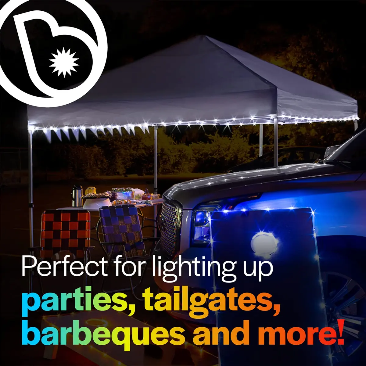 Brightz LED Canopy Lights, White 40ft String Light for 10x10 Tents | Weather-Resistant, Battery-Operated, Perfect for Outdoor Canopies - view 4