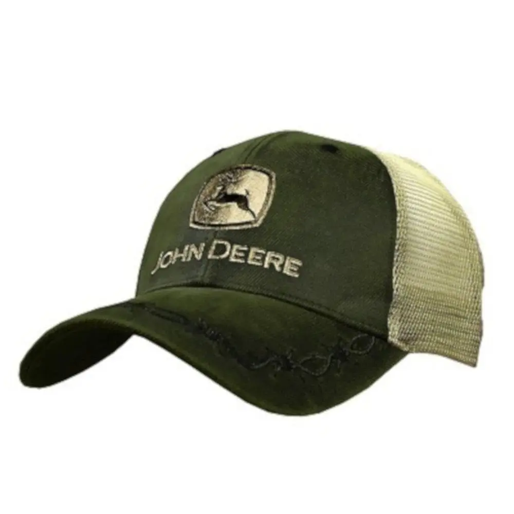 John Deere Men's Oilskin Khaki Mesh Back Embroidered Hat | Classic Construction & Adjustable Fit - main product image
