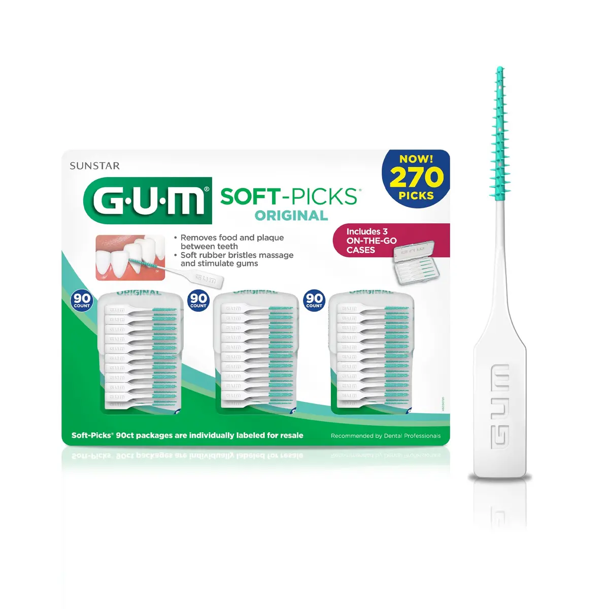 GUM Soft-Picks Original Interdental Picks 270 Count | Gentle Plaque & Food Removal for Sensitive Gums - main product image