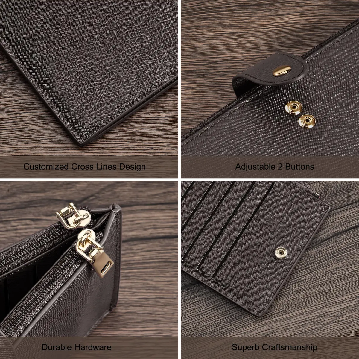 Travelambo RFID Wallet Women Large Size Bifold Multi Card Wallet Case with Zipper Pocket, 18 Pockets, Coffee - view 6