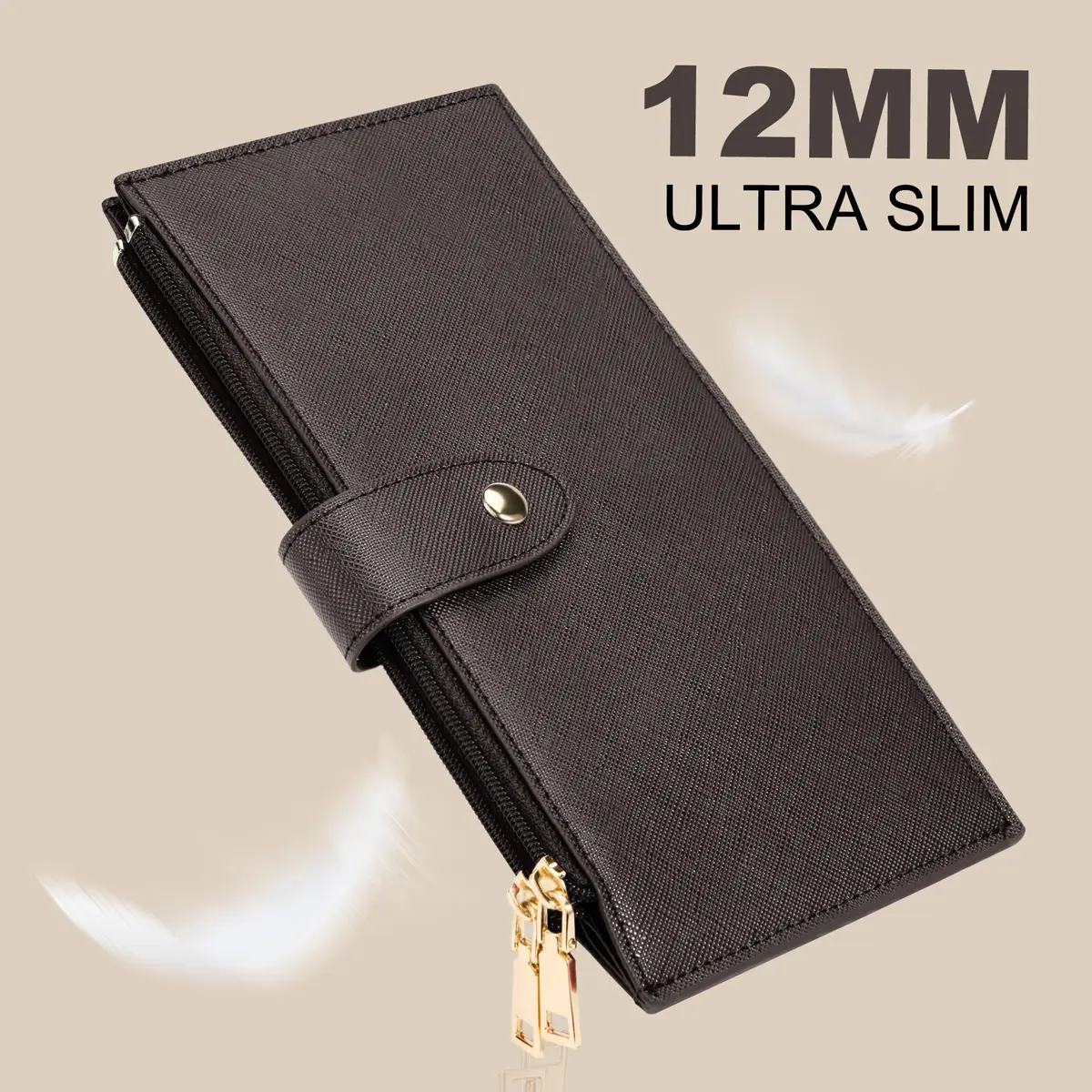 Travelambo RFID Wallet Women Large Size Bifold Multi Card Wallet Case with Zipper Pocket, 18 Pockets, Coffee - view 8