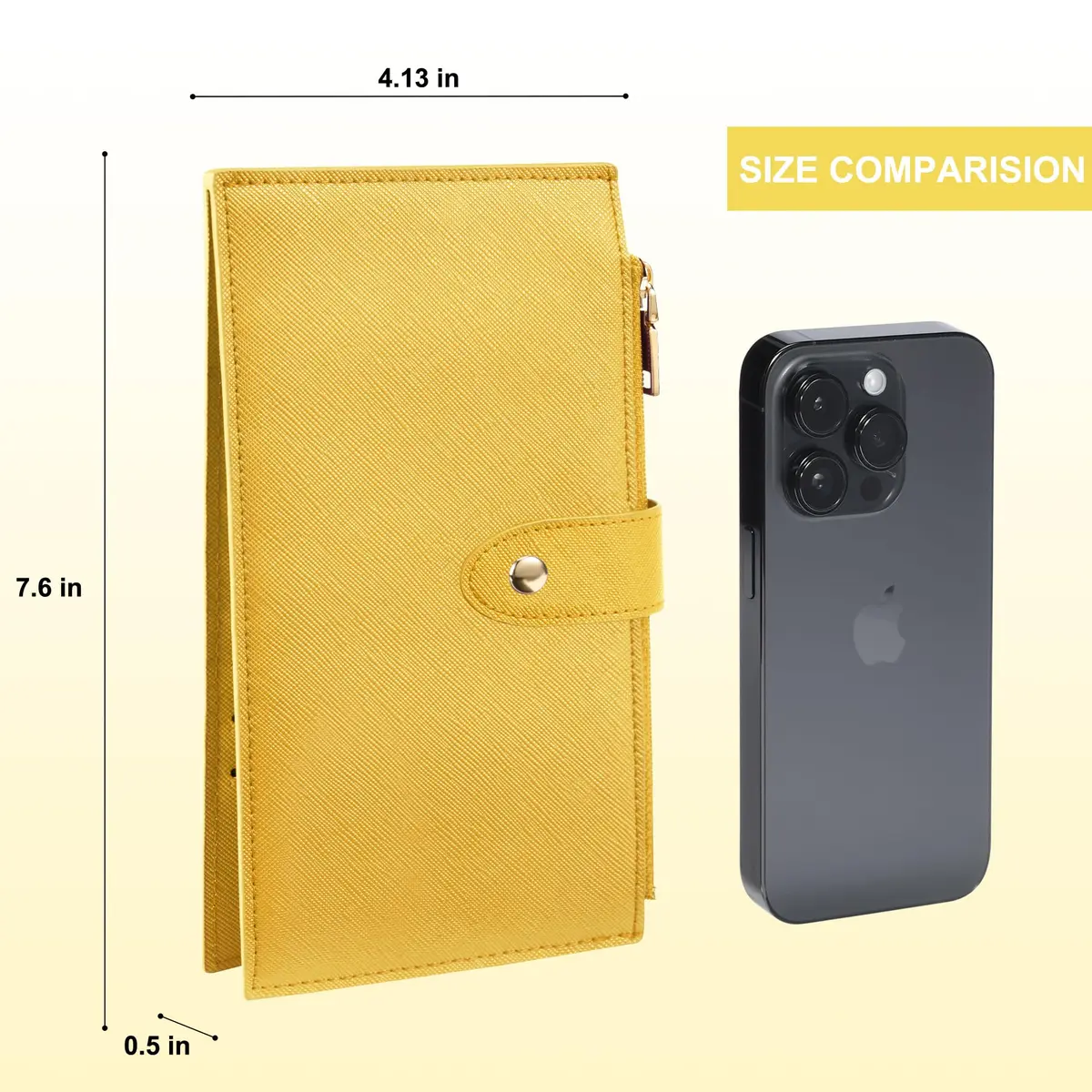 Travelambo RFID Wallet Women Large Size Bifold Multi Card Wallet Case with Zipper Pocket, 15 Card Slots, Yellow | Genuine Leather, RFID Blocking - view 2