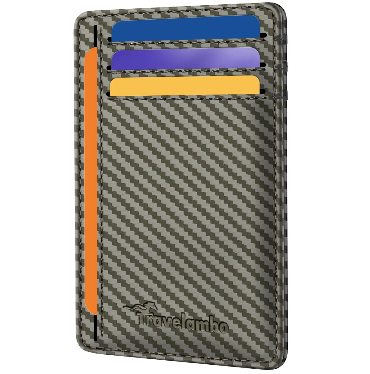 Travelambo Slim Minimalist Wallet for Men, RFID Blocking Credit Card Holder, Front Pocket ID Card Case, Gray | 0.3 cm (0.12") Thick - main product image