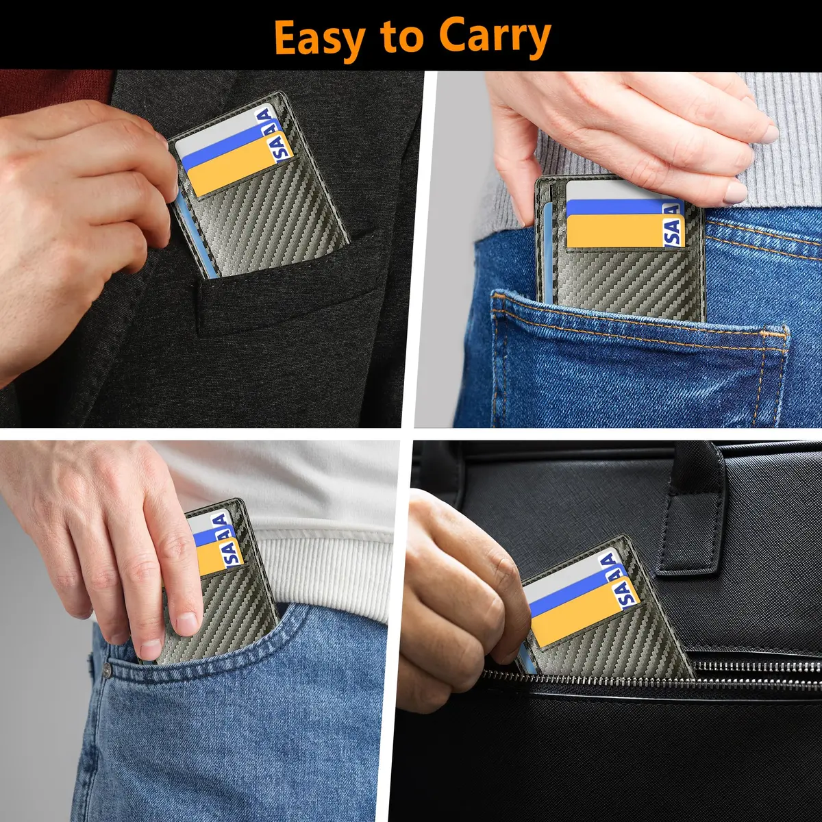 Travelambo Slim Minimalist Wallet for Men, RFID Blocking Credit Card Holder, Front Pocket ID Card Case, Gray | 0.3 cm (0.12") Thick - view 8