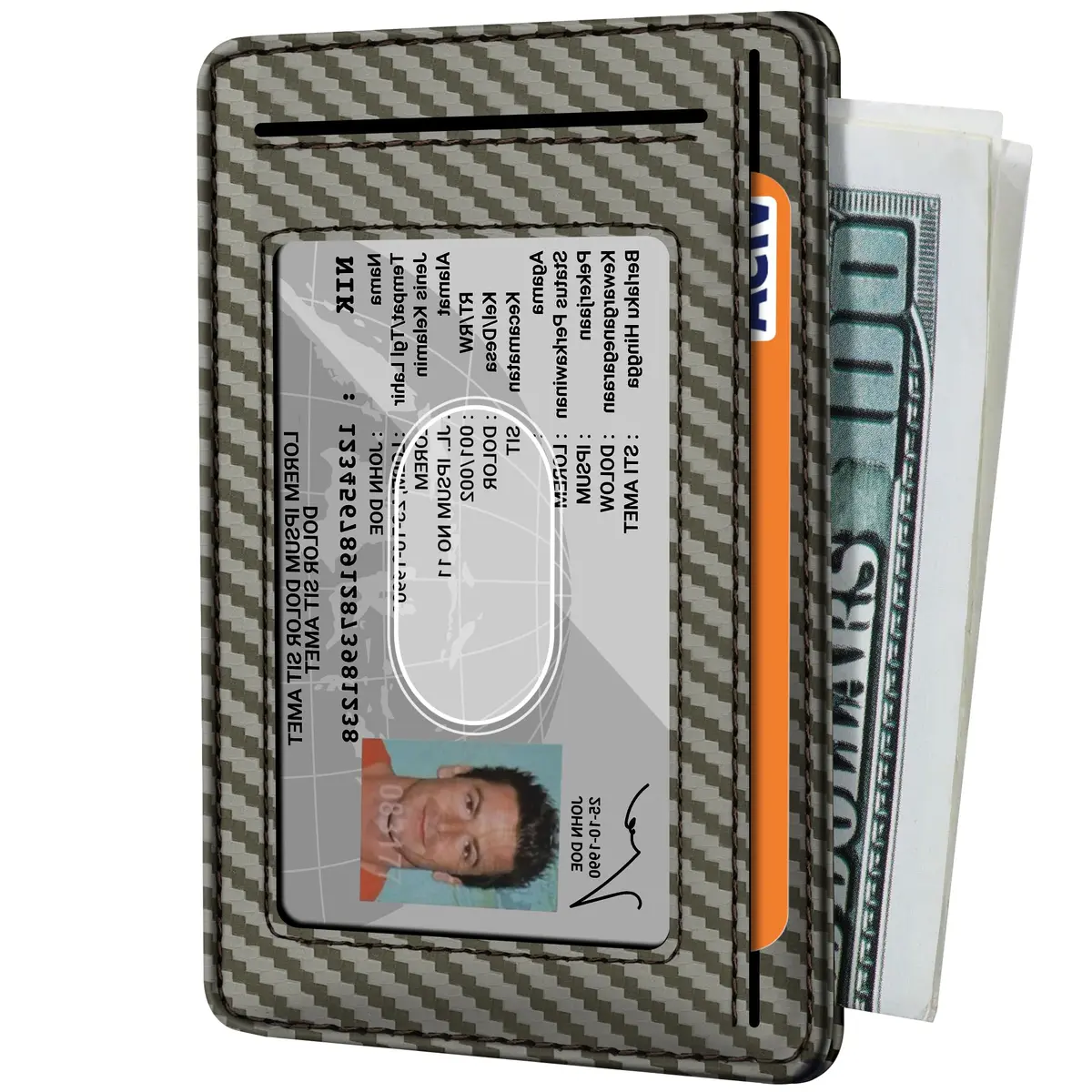 Travelambo Slim Minimalist Wallet for Men, RFID Blocking Credit Card Holder, Front Pocket ID Card Case, Gray | 0.3 cm (0.12") Thick - view 2