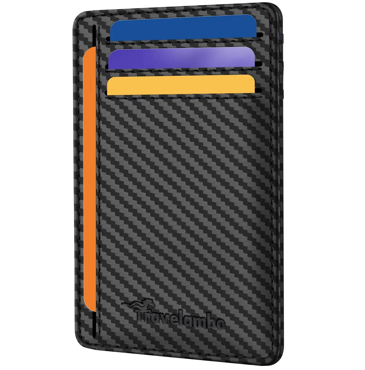 Travelambo Slim Minimalist Wallet for Men, RFID Blocking Credit Card Holder, Front Pocket ID Card Case, Black | 8.38 cm x 10.41 cm x 0.3 cm - main product image