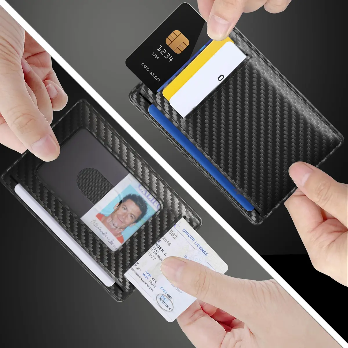 Travelambo Slim Minimalist Wallet for Men, RFID Blocking Credit Card Holder, Front Pocket ID Card Case, Black | 8.38 cm x 10.41 cm x 0.3 cm - view 9