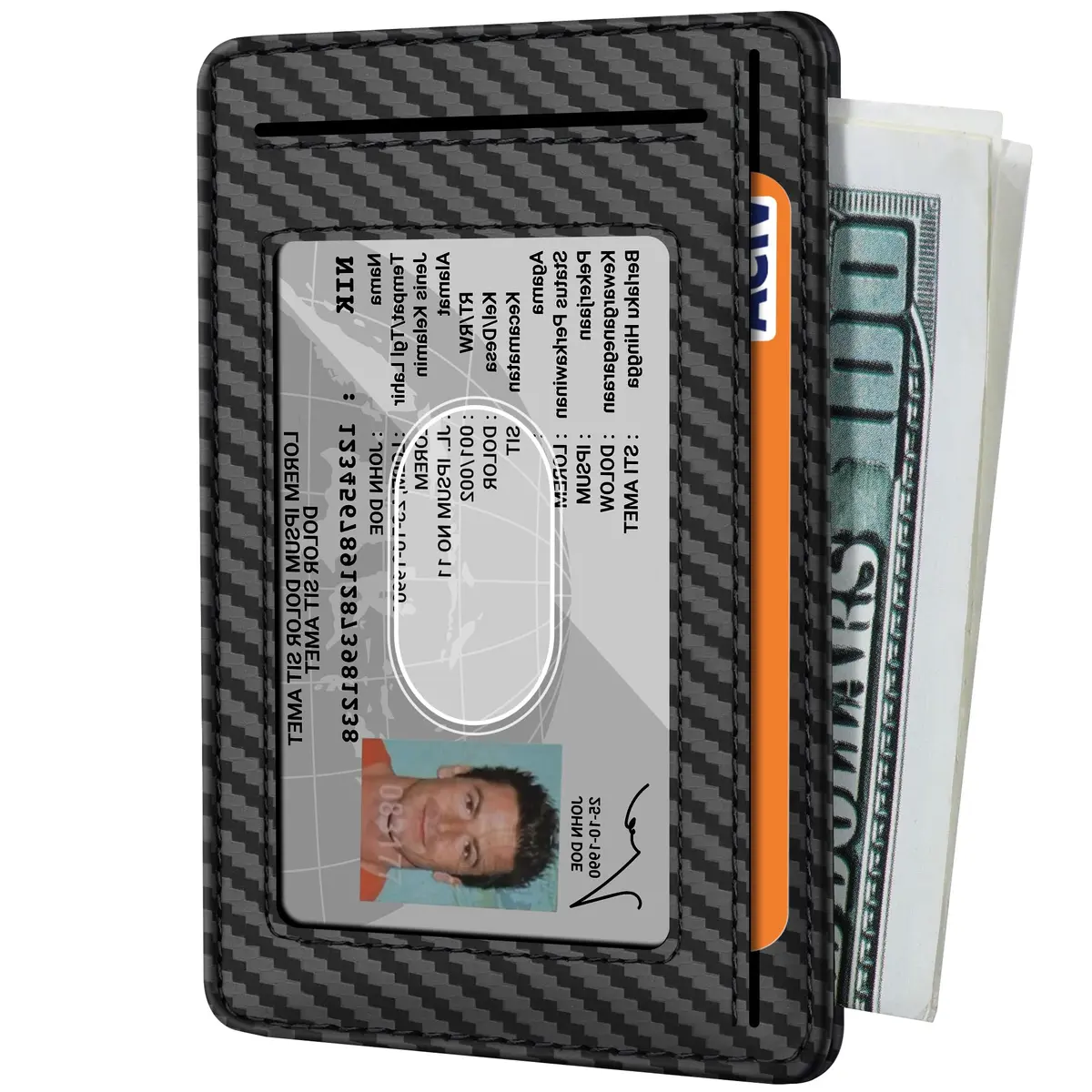 Travelambo Slim Minimalist Wallet for Men, RFID Blocking Credit Card Holder, Front Pocket ID Card Case, Black | 8.38 cm x 10.41 cm x 0.3 cm - view 2