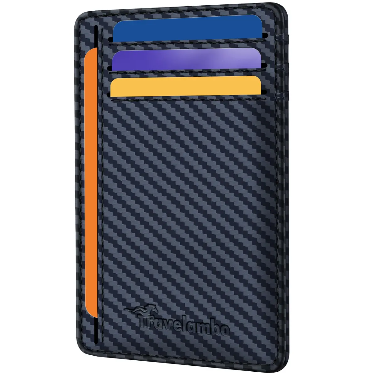 Travelambo Slim Minimalist Wallet for Men, RFID Blocking Front Pocket Card Holder, Navy Blue | Lightweight & Durable Faux Leather - main product image