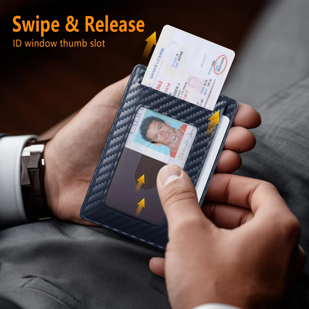 Travelambo Slim Minimalist Wallet for Men, RFID Blocking Front Pocket Card Holder, Navy Blue | Lightweight & Durable Faux Leather - view 6