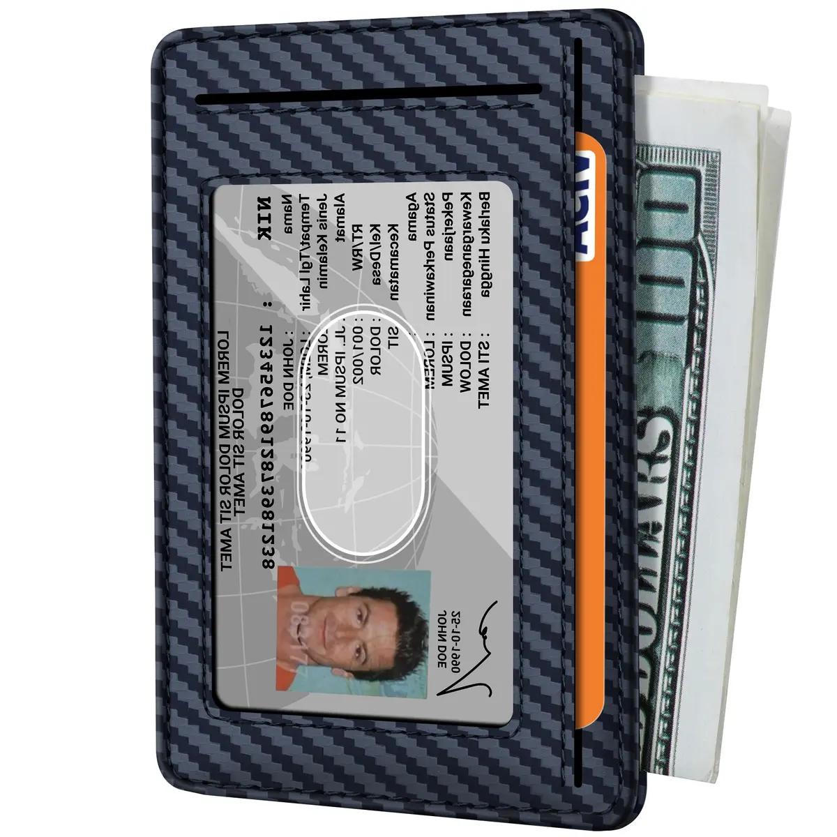 Travelambo Slim Minimalist Wallet for Men, RFID Blocking Front Pocket Card Holder, Navy Blue | Lightweight & Durable Faux Leather - view 2