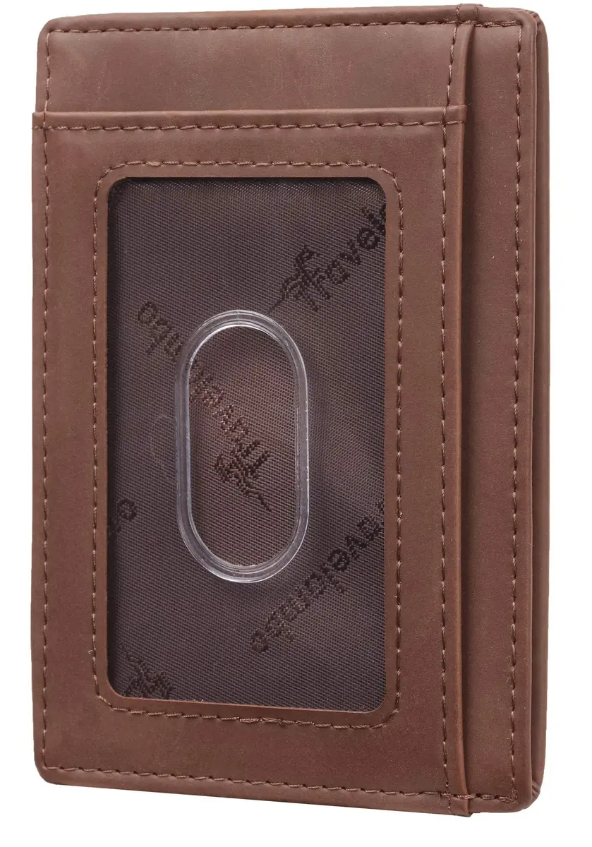 Travelambo Slim Minimalist Leather Wallet RFID Blocking Front Pocket 0.12" (3.3" x 4.1") | Genuine Leather, 6 Card Slots - view 3