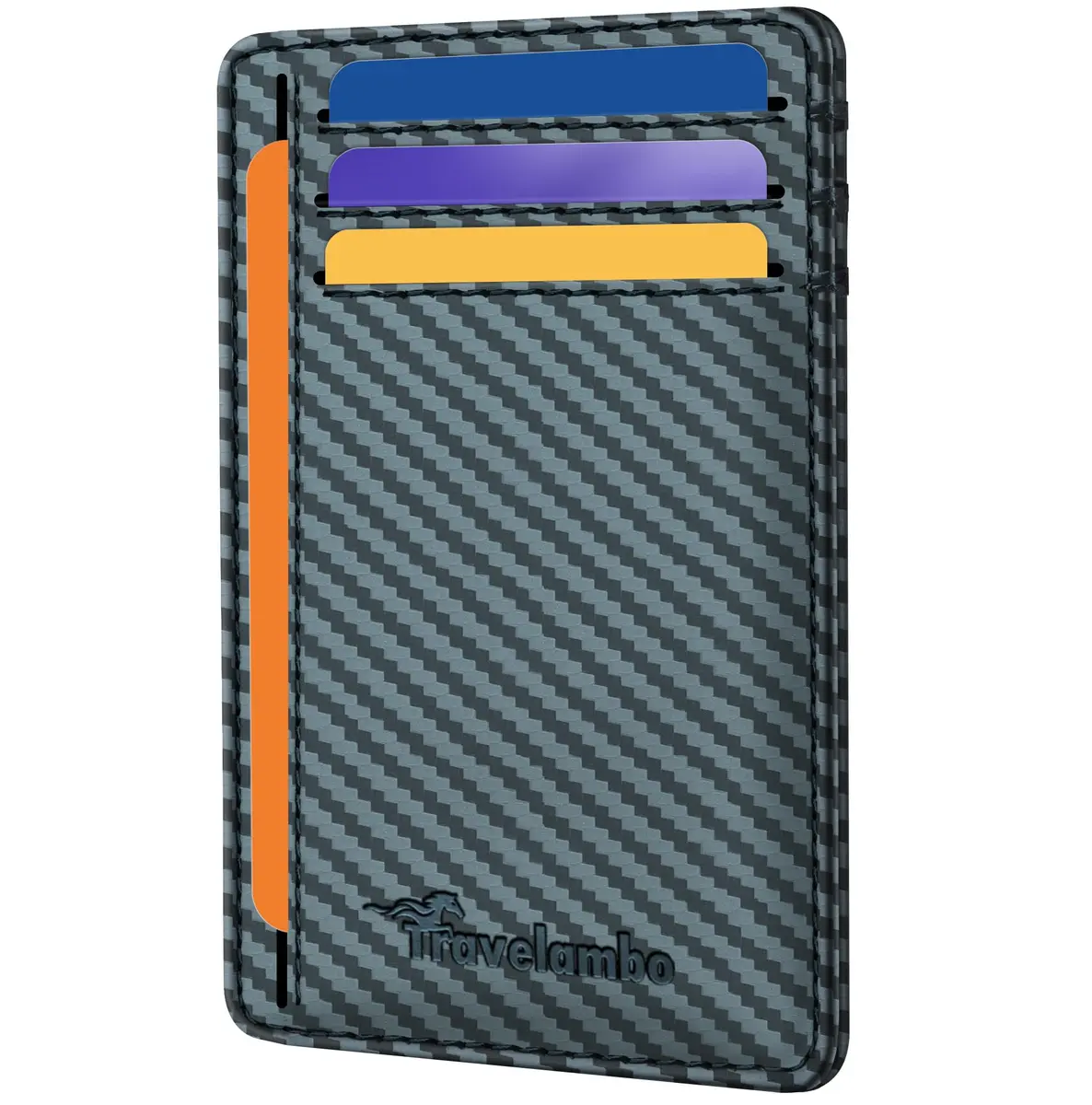 Travelambo Slim Minimalist Wallet for Men, RFID Blocking Credit Card Holder, Front Pocket ID Card Case, Blue | 8.2cm (3.3" X 4.1") - main product image