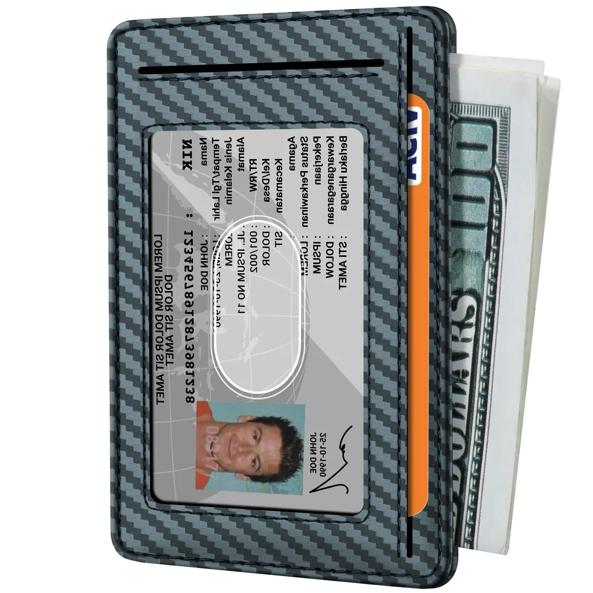 Travelambo Slim Minimalist Wallet for Men, RFID Blocking Credit Card Holder, Front Pocket ID Card Case, Blue | 8.2cm (3.3" X 4.1") - view 2