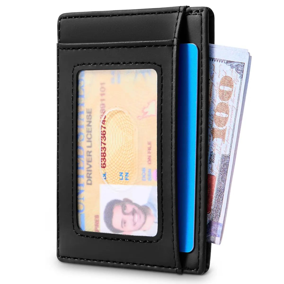 Travelambo Slim Wallet Front Pocket Minimalist Leather RFID Blocking 0.12 inch Thick - view 2