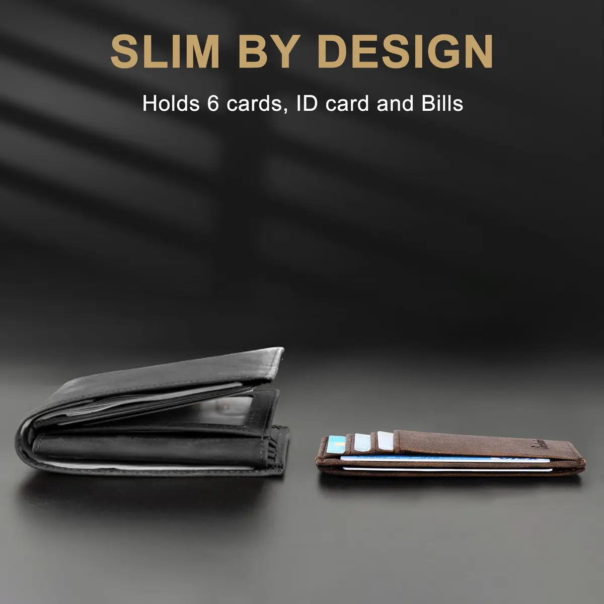 Travelambo Slim Leather Wallet Front Pocket RFID Blocking 0.12" (3.1" x 4.4" x 0.12") | Minimalist Card Holder for Men - view 9