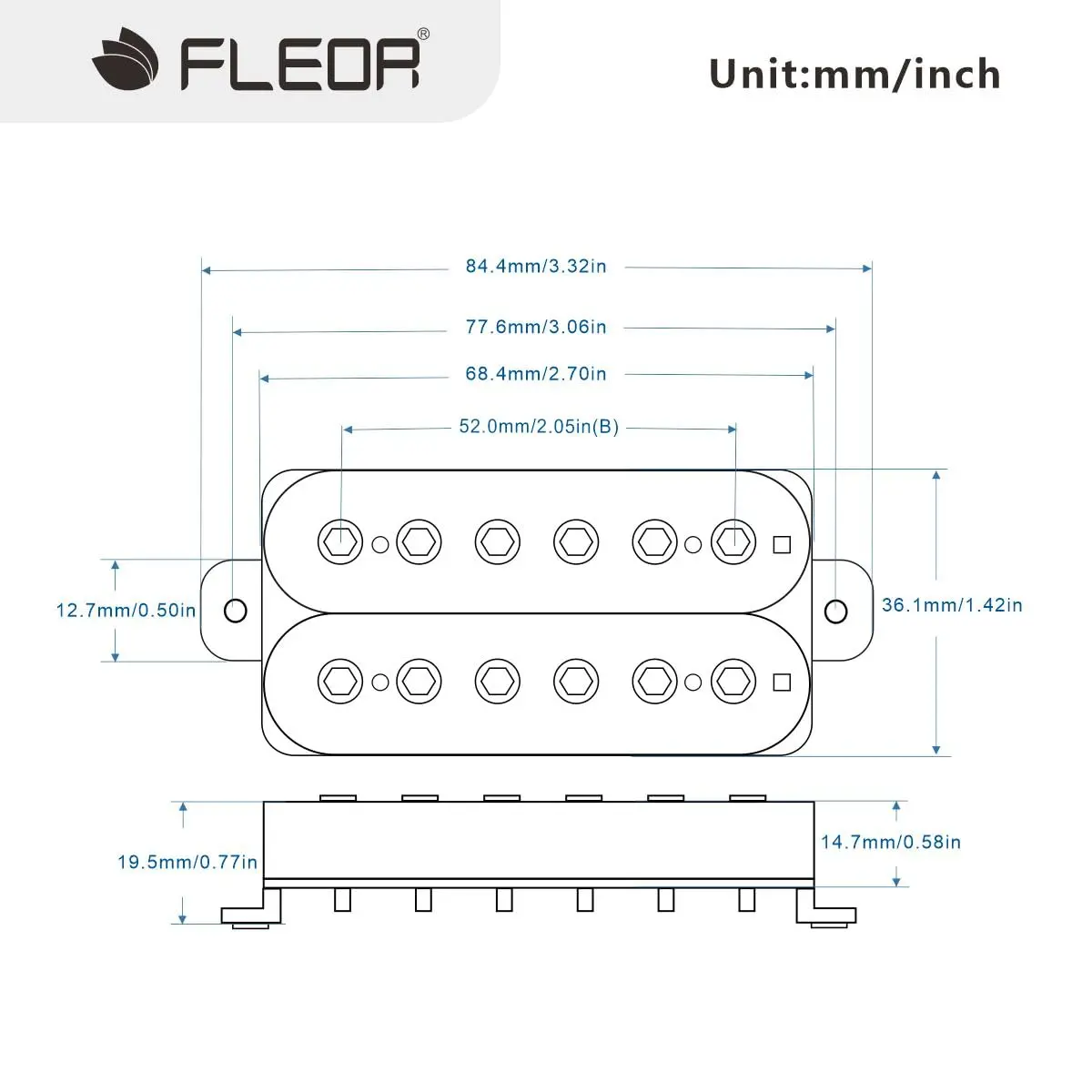 FLEOR Alnico 5 Electric Guitar Bridge Pickup White | Fully Wax Potted Humbucker - view 2